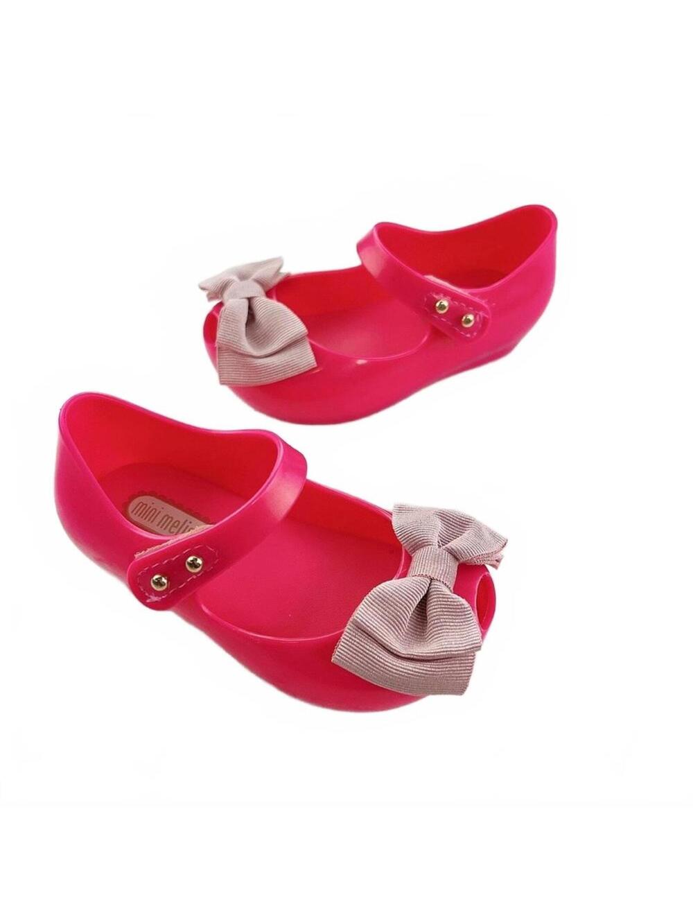 Mini Melissa Toddler Shoes Pink with Mauve Bow ~ Size 6C NEW